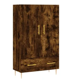 Hoge kast 69,5x31x115 cm bewerkt hout gerookt eikenkleurig