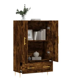 Hoge kast 69,5x31x115 cm bewerkt hout gerookt eikenkleurig