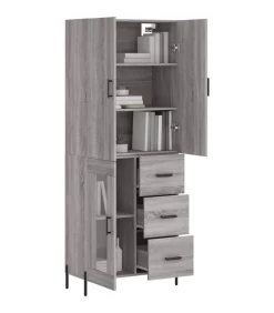 Hoge kast 69,5x34x180 cm bewerkt hout grijs sonoma eikenkleurig