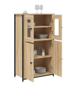 Hoge kast 62x32x106,5 cm bewerkt hout sonoma eikenkleurig