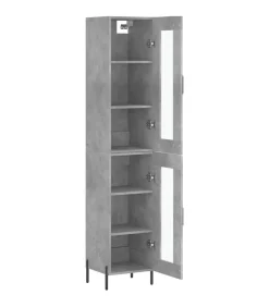Hoge kast 34,5x34x180 cm bewerkt hout betongrijs