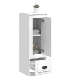 Hoge kast 36x35,5x103,5 cm bewerkt hout hoogglans wit