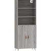 Hoge kast 69,5x34x180 cm bewerkt hout grijs sonoma eikenkleurig