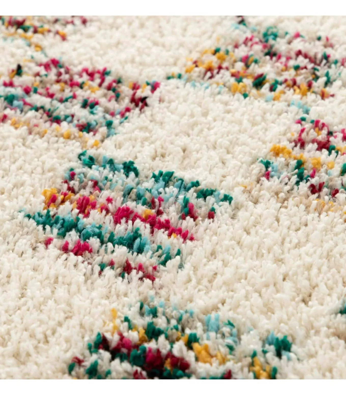 Hoogpolig vloerkleed met veelkleurig vierkant patroon 160 x 230 cm