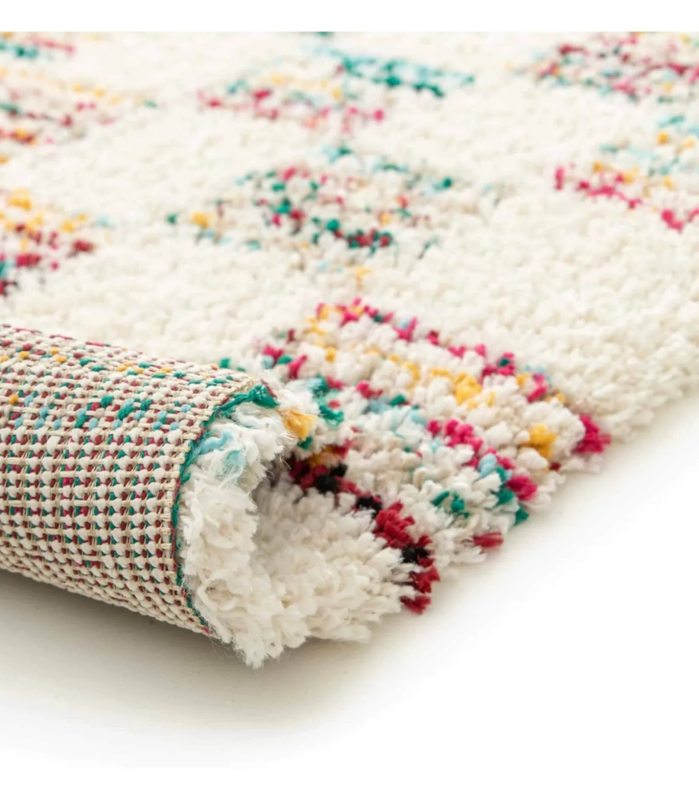 Hoogpolig vloerkleed met veelkleurig vierkant patroon 160 x 230 cm