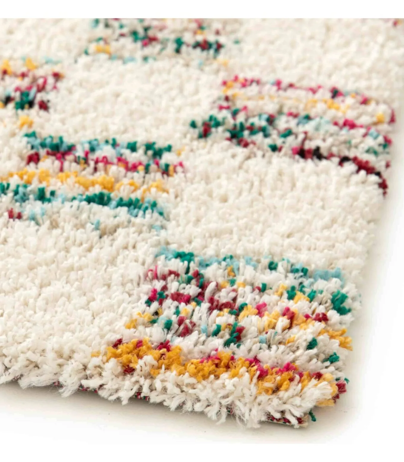 Hoogpolig vloerkleed met veelkleurig vierkant patroon 160 x 230 cm