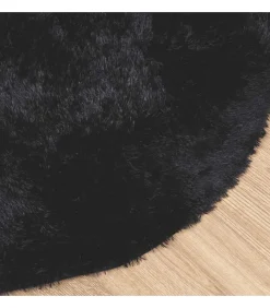 Hoogpolig vloerkleed NAVARRA 240x240 cm polyester zwart