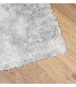 Hoogpolig vloerkleed NAVARRA 200x200 cm polyester zilvergrijs