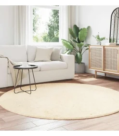 Hoogpolig vloerkleed NAVARRA 200x200 cm polyester crèmekleurig