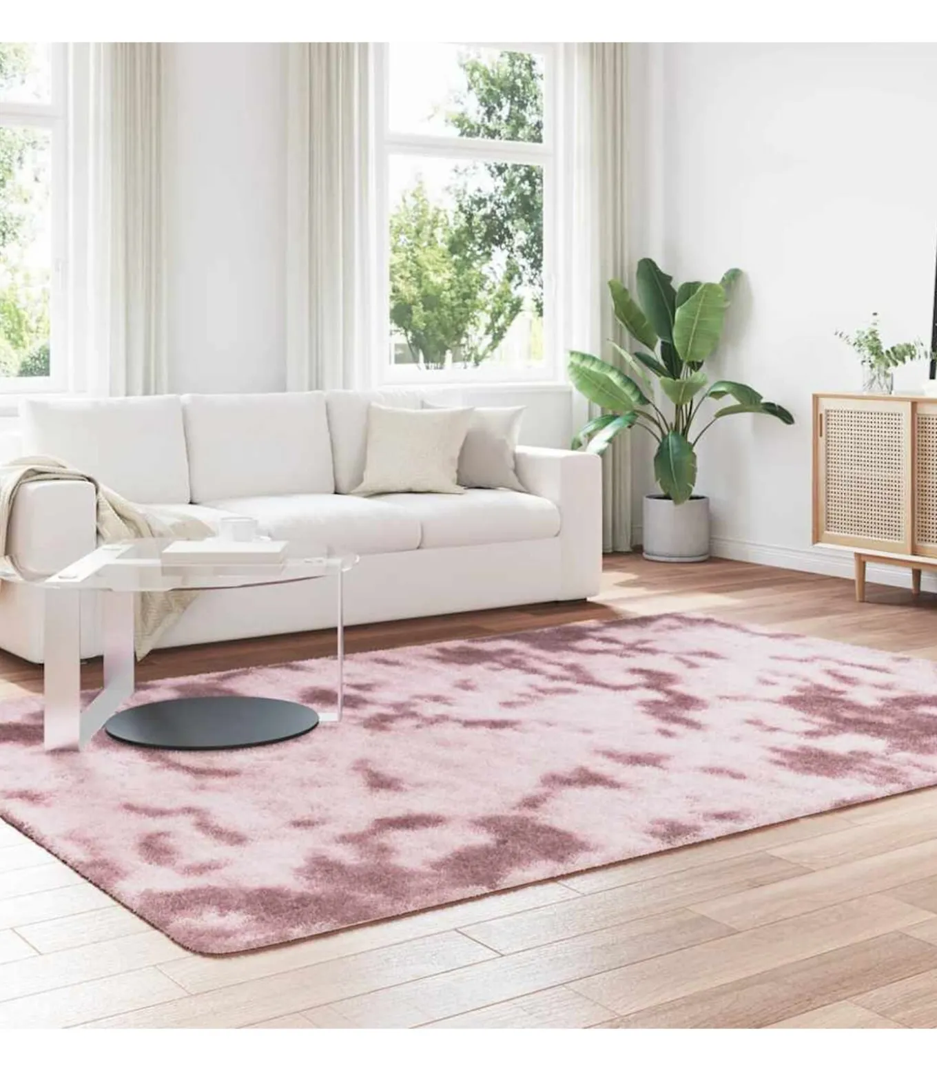 Hoogpolig vloerkleed NAVARRA 200x290 cm polyester stoffig roze