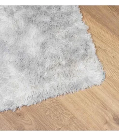 Hoogpolig vloerkleed NAVARRA 80x150 cm polyester zilvergrijs