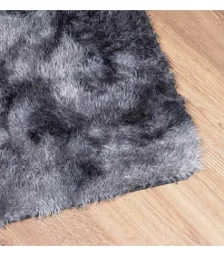 Hoogpolig vloerkleed NAVARRA 60x100 cm polyester donkergrijs