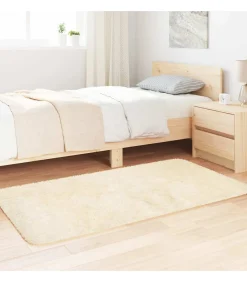 Hoogpolig vloerkleed NAVARRA 80x150 cm polyester crèmekleurig
