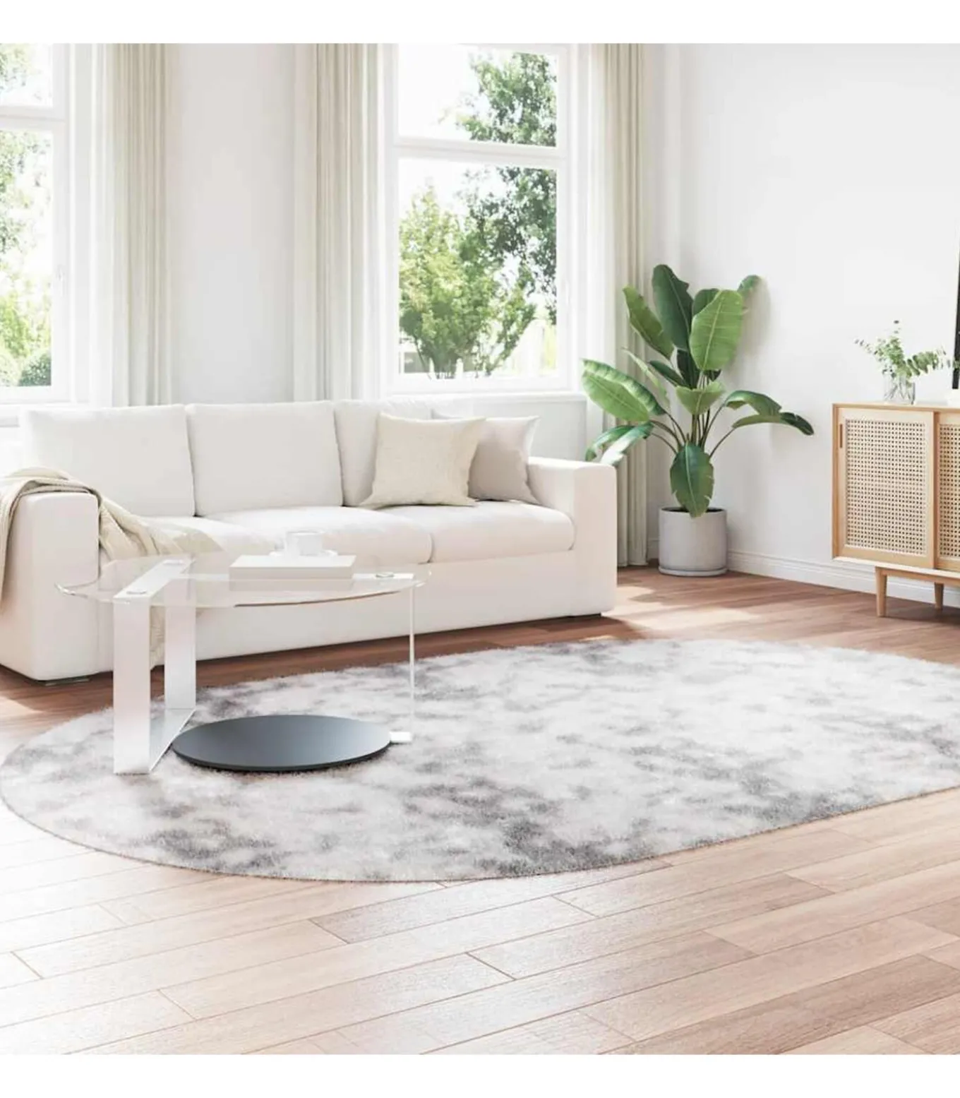 Hoogpolig vloerkleed NAVARRA 300x200 cm polyester zilvergrijs