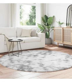 Hoogpolig vloerkleed NAVARRA 200x200 cm polyester zilvergrijs