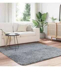 Hoogpolig vloerkleed NAVARRA 160x160 cm polyester lichtgrijs