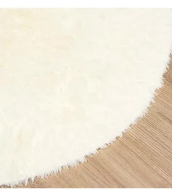 Hoogpolig vloerkleed NAVARRA 120x120 cm polyester crèmekleurig