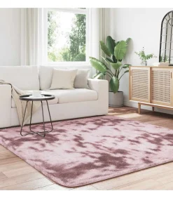 Hoogpolig vloerkleed NAVARRA 200x200 cm polyester stoffig roze