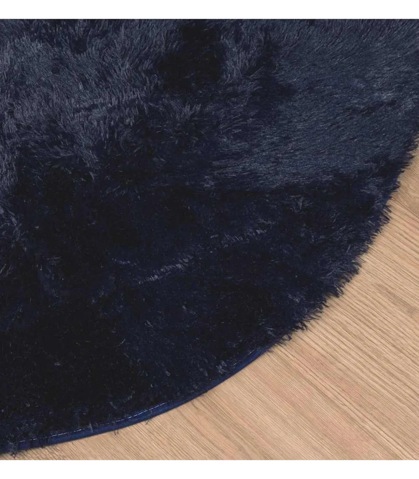 Hoogpolig vloerkleed NAVARRA 240x240 cm polyester marineblauw