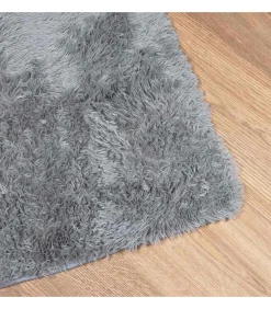 Hoogpolig vloerkleed NAVARRA 240x240 cm polyester lichtgrijs