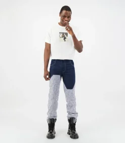 Jacquard tweekleurige denimbroek