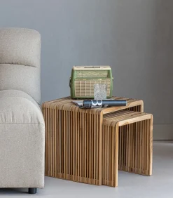 Jasmijn Bijzettafels - Recycled Teak - Naturel - Set van 2