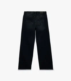Jeans Meisjes Donkerblauw Wijde Pijpen met Zakdetail