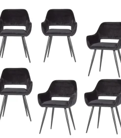 Jelle Eetkamerstoelen - Velvet - Zwart - Set van 6