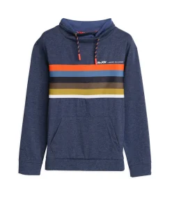 Jongens T-shirt met lange mouwen, veelkleurige streep en opstaande kraag