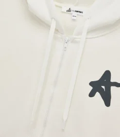 Kapstok Ecru Sweatshirt met Rits en Capuchon Met Print