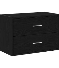 Kast met 2 lades 60x31x40 cm bewerkt hout zwart eikenkleurig