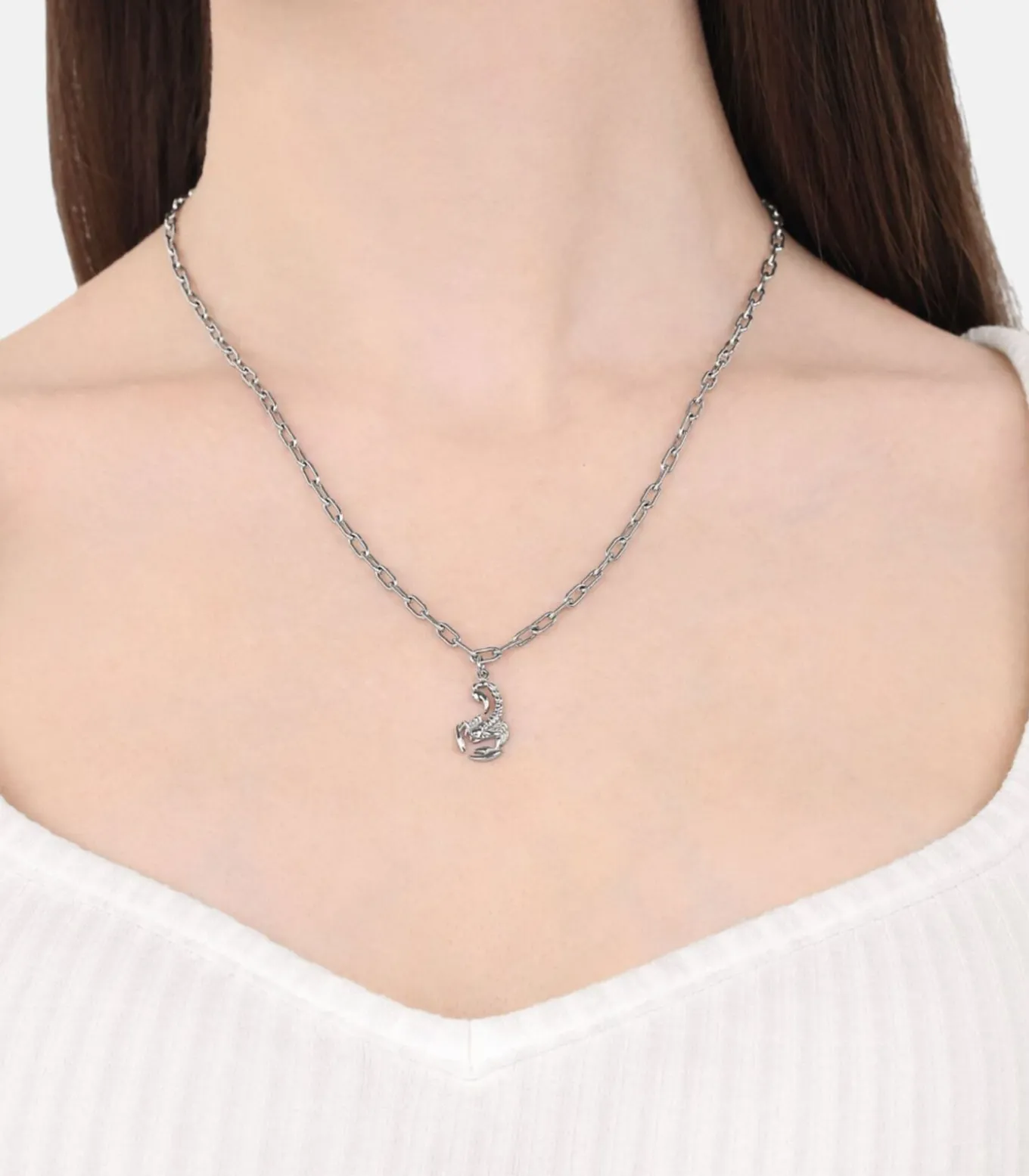 Ketting met hanger voor mannen en vrouwen, unisex, roestvrij staal | schorpioen