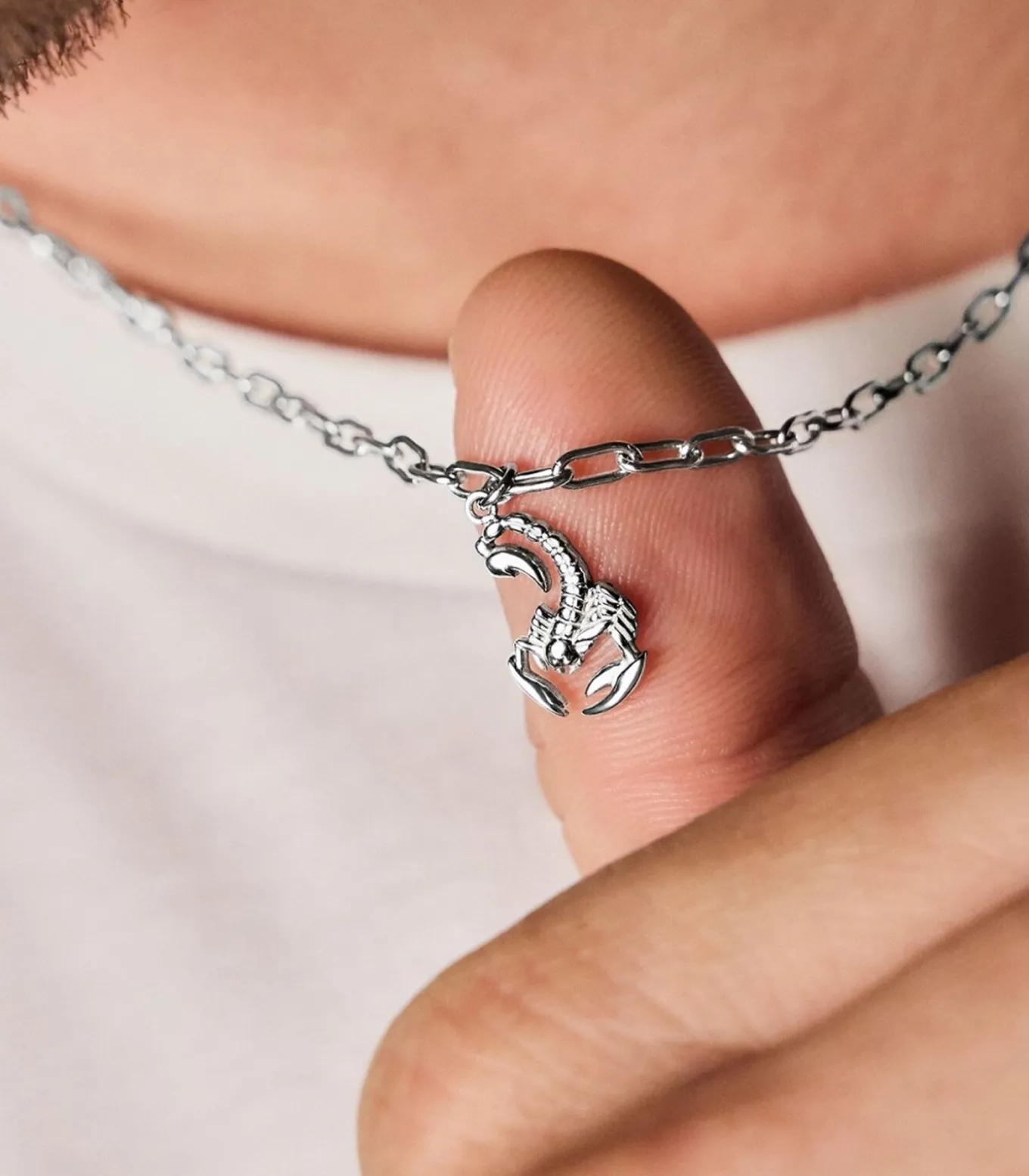 Ketting met hanger voor mannen en vrouwen, unisex, roestvrij staal | schorpioen