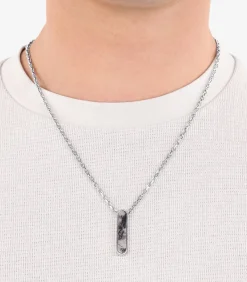 Ketting met hanger voor mannen, roestvrij staal, jaspis