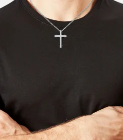 Ketting met hanger voor mannen, kruis van roestvrij staal