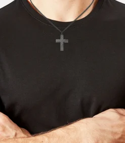 Ketting met hanger voor mannen, kruis van roestvrij staal