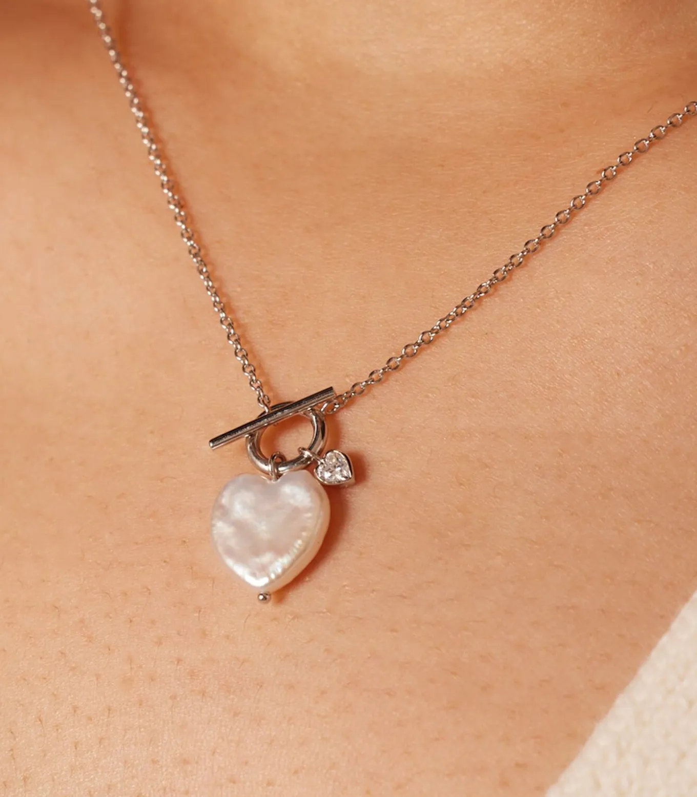 Ketting Zilver 45 cm - Parel