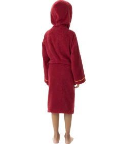 Kinderbadjas met kap en borduursel 100% katoen, HARRY POTTER ROOD