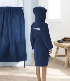 Kinderbadjas met kap en borduursel 100% katoen, PSG LINES