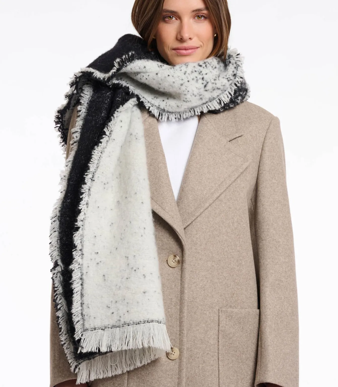 2-kleurige sjaal Zwart mix OS