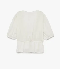 Korte Blouse V-hals Katoenmix