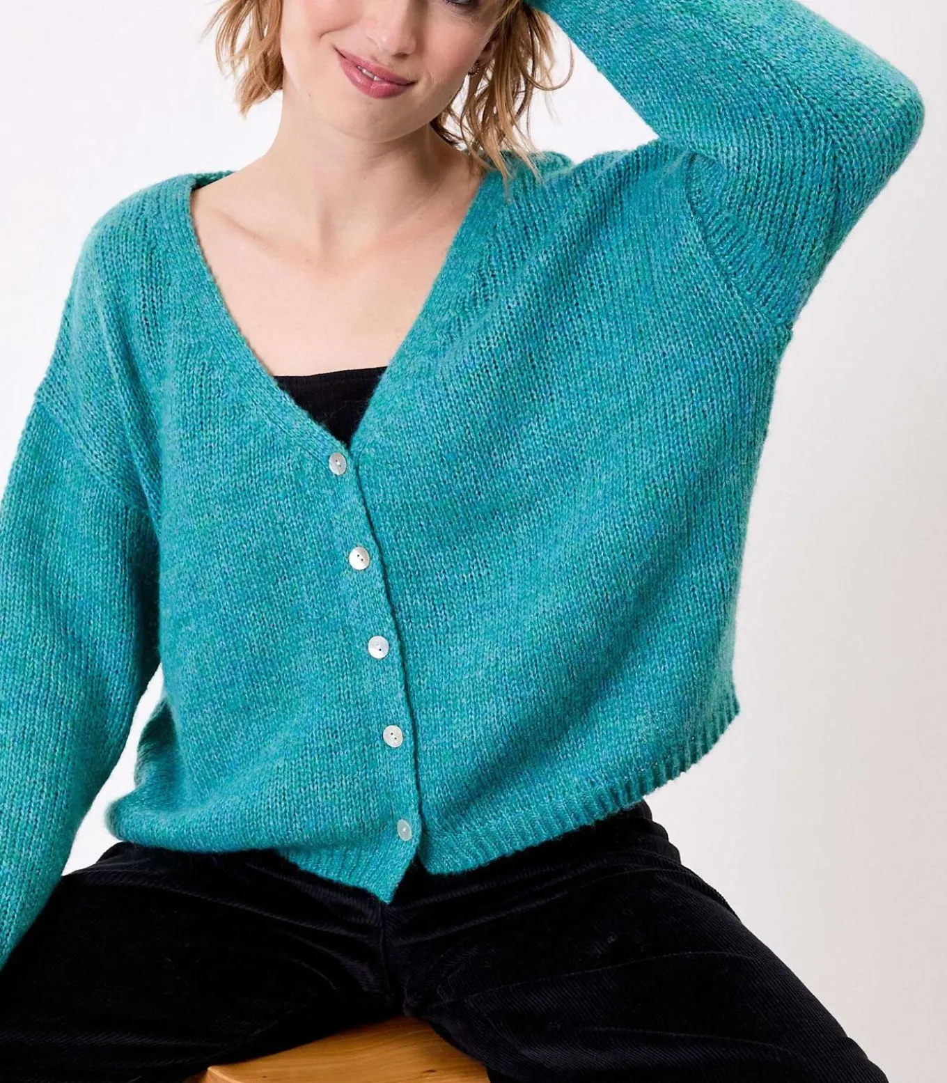 Korte effen gebreide vest APPACHE