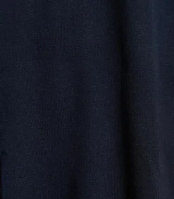 Korte jurk van fijne donkerblauwe mesh met borduurwerk