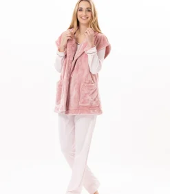 Korte mouwen jasje met knopen van pluche flanel ESSENTIEL H76A