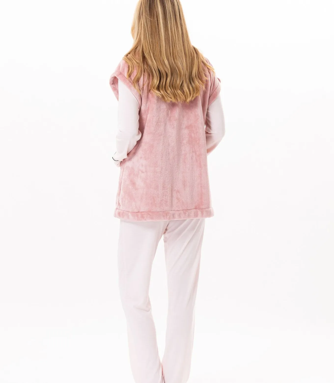 Korte mouwen jasje met knopen van pluche flanel ESSENTIEL H76A