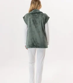 Korte mouwen jasje met knopen van pluche flanel ESSENTIEL H76A