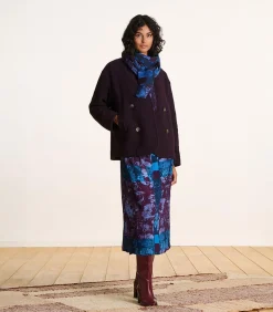 Korte pruimkleurige jas van boiled wool