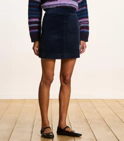 Korte rok in marineblauw fluweel