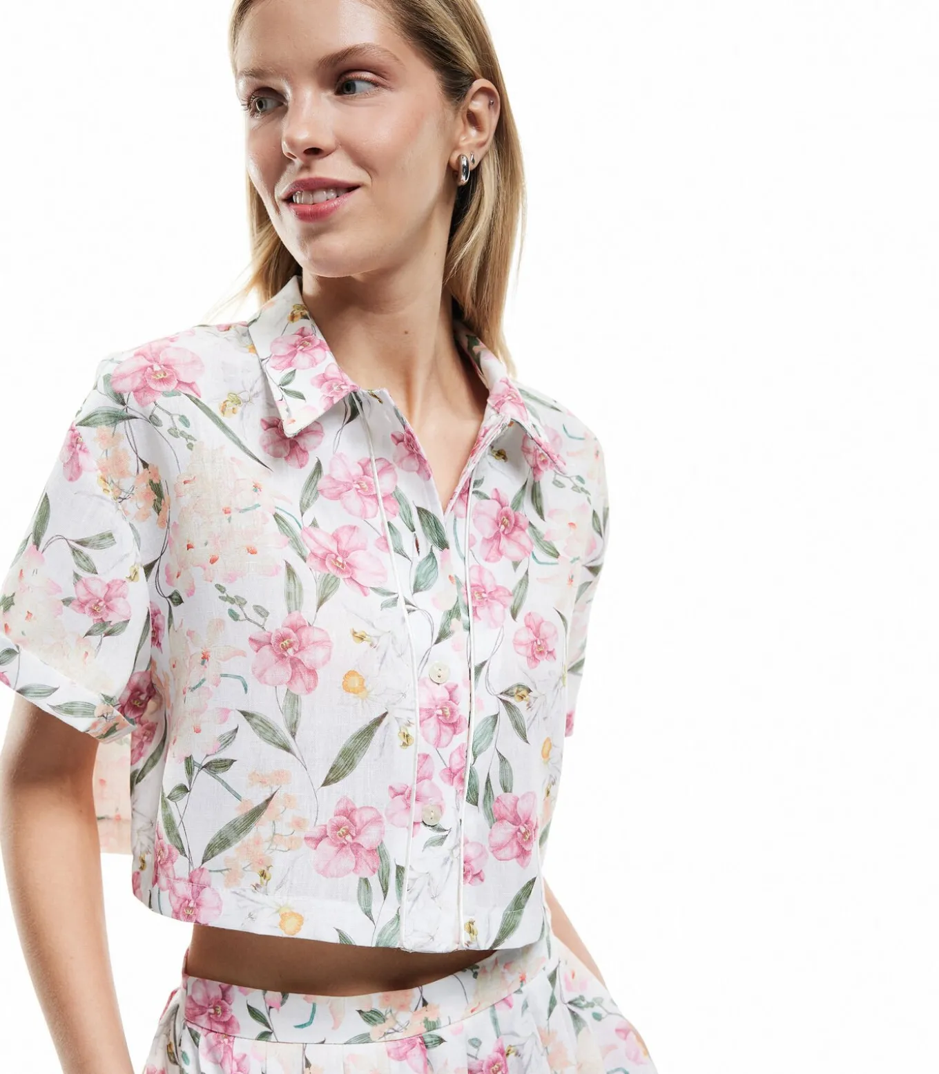 Koton Floral Crop Shirt