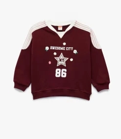 Koton V-Neck Printed Sweatshirt